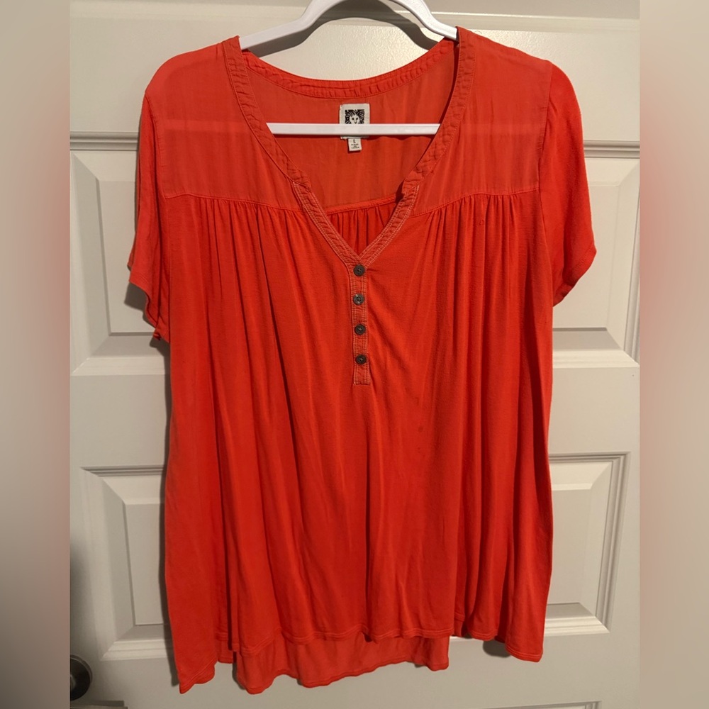 Women's Salmon Pink Button-Front Top